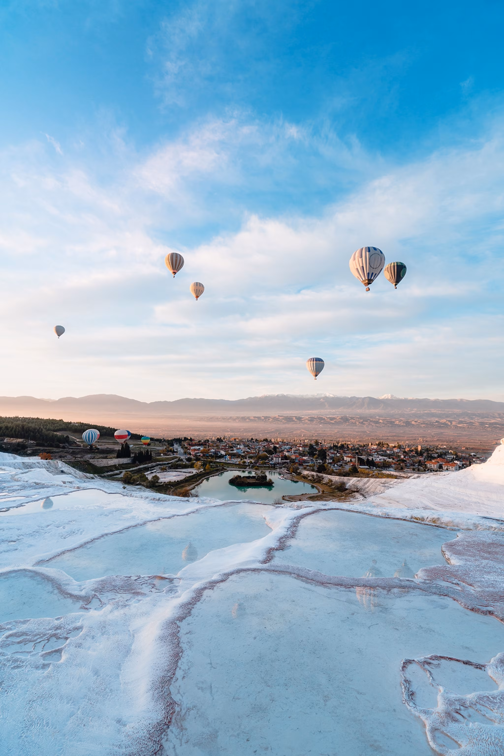Varmluftballoner over varme kilder.